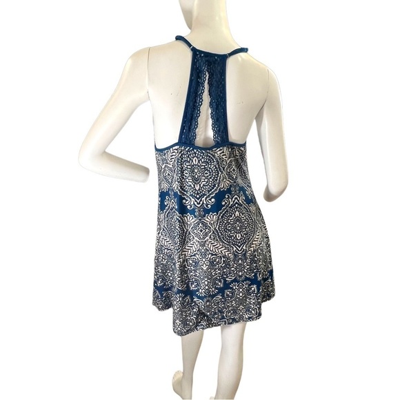 In Bloom by Jonquil Chemise Woman’s Blue, White & Tan Print Slip Dress Size S/P - Picture 3 of 14